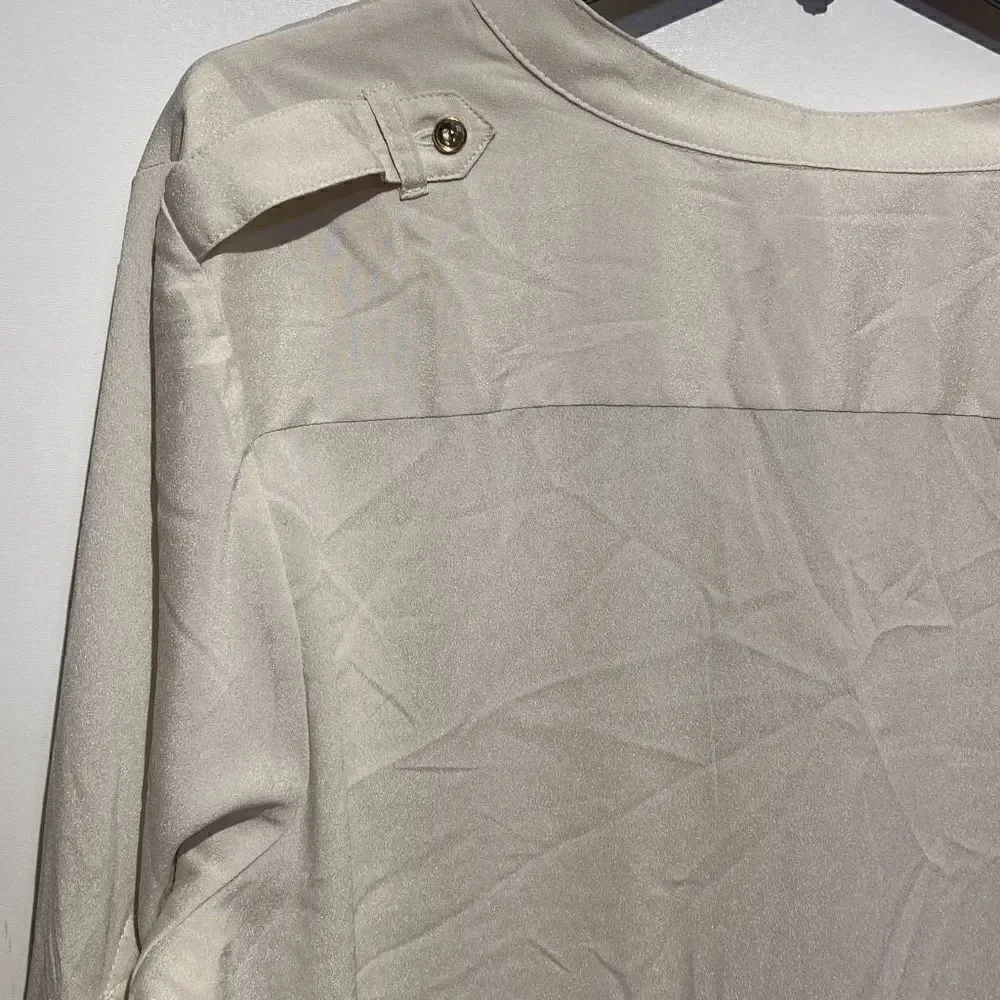 Premise‎ Studio Women's Cream Button Front Long Sleeve Shirt Size OX (NWT)